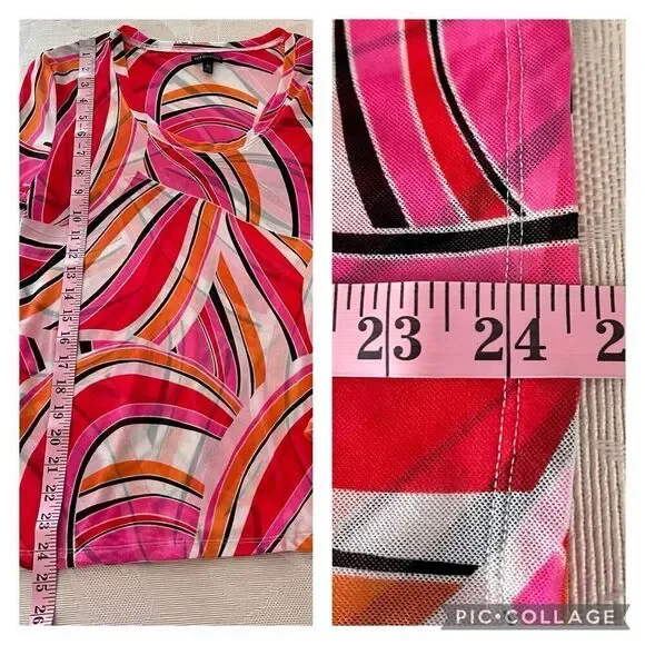Madison Fashion Top Sz L Geo Print Multicolor Long Sleeves Round Neck Shirt New - Picture 6 of 14
